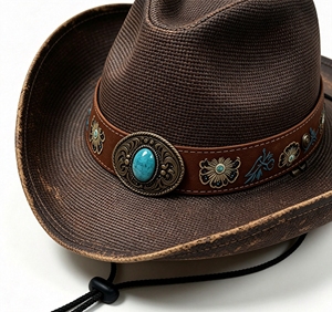 Sombrero de vaquero de paja de papel para hombre, estilo Texas, con ala moldeable, tipo Stetson, personalizado, de ganchillo - Product Image 3