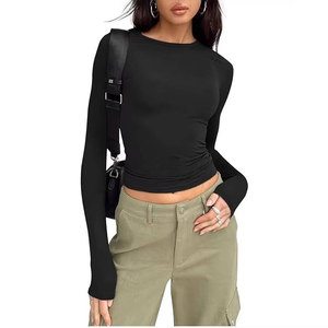 Camiseta ajustada de manga larga para mujer, estilo Y2K, para salir, básica, elástica y ceñida al cuerpo - Product Image 1