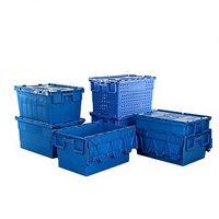 Vente flash : caisses de déménagement en plastique de haute qualité 600*400*320 mm, robustes, grandes boîtes de rangement en plastique avec couvercles