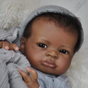 Poupées réalistes Reborn, garçon <span class=keywords><strong>noir</strong></span> de 19 pouces, <span class=keywords><strong>poupée</strong></span> nouveau-né afro-américaine, corps souple et réaliste, cadeau de Noël ou d'anniversaire - Product Image 4