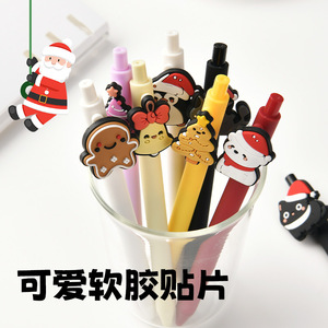 Stylo gel de Noël avec autocollant en caoutchouc souple et clip pour papeterie, cadeau, logo personnalisé - Product Image 3
