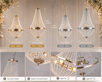 Lustre moderne de luxe en acrylique et fer forgé pour mariage, suspension décorative pour table de mariage, centre de table, décoration en cristal
