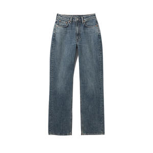 Jeans de Mezclilla para Mujer, Corte Recto, Transpirables, Sólidos, con Dobladillo, Tela Ligera, Corte Regular, Modernos, Casuales, para Verano - Product Image 1