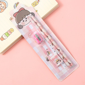 Artículos de Papelería Coreanos Kawaii para Niños, Regla, 2 Lápices, Sacapuntas, Borrador, Juego de Papelería para Niños, Regalo para Niños - Product Image 4