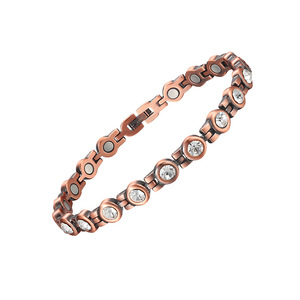 CAMAZ - Brazalete Magnético de Cobre Puro con Logotipo Personalizado, Brazalete Terapéutico con Incrustaciones de Cristal y 18 Imanes <span class=keywords><strong>para</strong></span> Hombre - Product Image 1