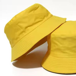 Sombreros de Pescador Personalizados con Logotipo Bordado, de Algodón, Negros, Lisos, para Mujer, de Ala Ancha y Copa Plana, para Verano y Playa - Product Image 1