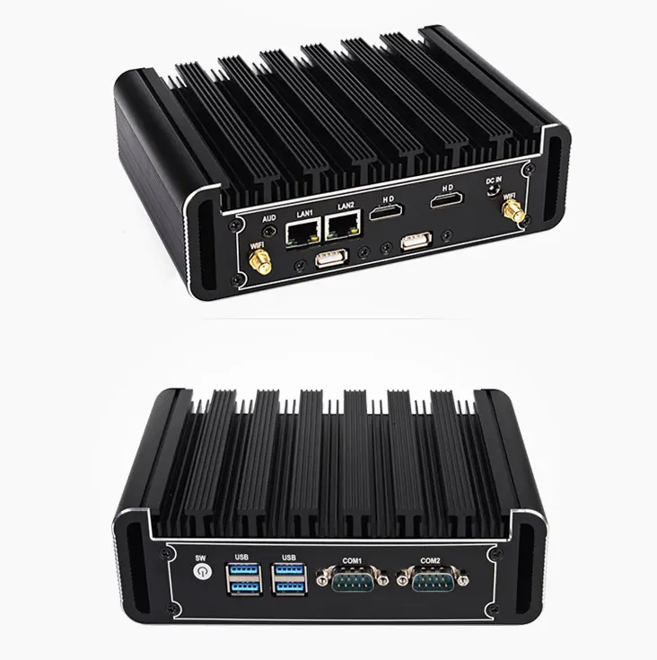 Factory fanless mini pc computer desktop J4125 J1900 N3530 i3 i5 NUC mini pc with Dual RS232 Dual Lan industrial computer