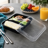 9 "32oz jetable micro-ondable à emporter boîte en plastique PP repas préparé récipient d'emballage à emporter avec couvercle