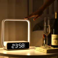 Réveil intelligent à LED avec affichage de l'heure et de la température, chargeur sans fil, décoration d'intérieur, cadeau, horloge de bureau, lampe intégrée pour tablette