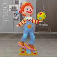 Statue de clown grandeur nature en résine de fibre de verre, design mignon de dessin animé, imperméable, décoration pour événements et parcs