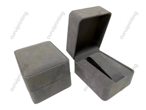 <b>Red</b> Velvet Rectangle <b>Watch</b> Box With Snap Closure Protective Inner Lining - Product Image 5