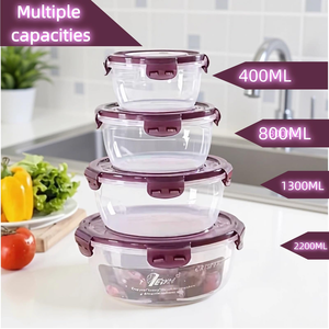Modern BPA-Free Round Reusable PP Kitchen Food Storage <b>Containers</b> Set Airtight Leakproof Stackable Microwave Dishwasher Safe - Product Image 4