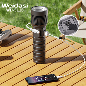 고출력 캠핑 방수 충전식 led 토치 세트 작은 손전등 전술 토치 배터리 텔레스코픽 줌 손전등 - Product Image 2