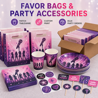 Ensemble de vaisselle et de décoration pour fête d'anniversaire sur le thème des starlettes Kpop, en plastique personnalisé, fabriqué en Chine