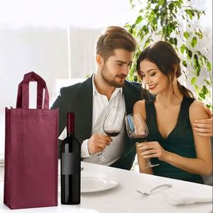 Sac de courses portable en non-tissé laminé, compartimenté pour 6 bouteilles de vin, idéal pour les cadeaux de Noël et les courses – Nouveauté ! - Product Image 6