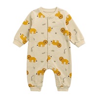 Combinaison à manches longues avec imprimé lion mignon, tenue pour nouveau-né garçon, printemps-automne