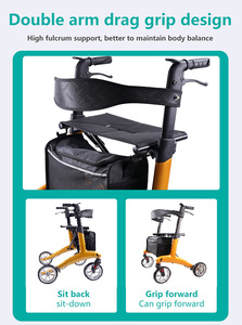 Trọng lượng nhẹ gấp rollator Walker với ghế 8 inch bánh xe Khung sợi <span class=keywords><strong>Carbon</strong></span> cho người cao tuổi di động hỗ trợ - Product Image 6