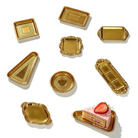 Plateau à dessert de luxe JS-601 en or pour mariage, fête d'anniversaire, plateau en plastique jetable pour mini-gâteaux triangulaires, pour pâtisserie, gâteau de lune