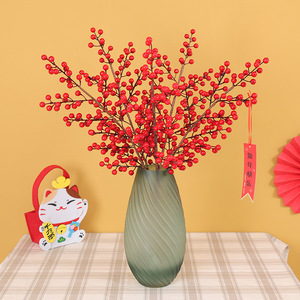 Bouquet de fruits de houx rouges simulés Ruilisi, 30 cm-100 cm, fleurs artificielles en mousse plastique, décoration d'intérieur - Product Image 2