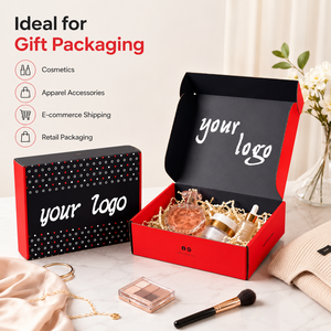 High-End Eco-Friendly Two-Tone Red Black Custom Printed Logo Corrugated Mailer <b>Box</b> for Cosmetic Gift - Product Image 2
