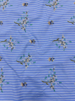 Tissu brodé de sequins à rayures bleues et motifs floraux, style campagnard frais, petites fleurs, tissu à sequins sur mesure pour filles