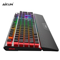 AIKUN GX922 alüminyum kablolu programlanabilir oyun klavyesi RGB arka mekanik anahtarları Ultra ince çerçeve ses kontrolü