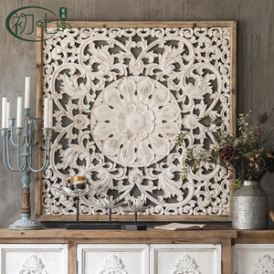 Decoración de Pared de Madera Tallada Estilo Francés, Rectángulo Blanco Envejecido, Decoración para el Hogar, Adorno Colgante, para Bodas, Cafeterías - Product Image 5