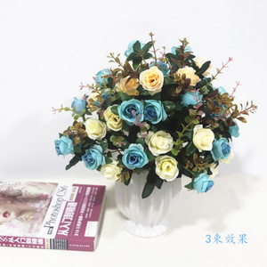Ramo de Rosas Artificiales Rojas y Blancas de Poliéster Hechas a Mano de Alta Simulación Estilo Clásico para Decoración del Día de San Valentín - Product Image 2