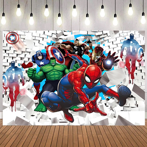 <span class=keywords><strong>Vengadores</strong></span> superhéroe Spider Man <span class=keywords><strong>Banner</strong></span> telón de fondo para niños fiesta Feliz cumpleaños Baby Shower decoraciones - Product Image 2