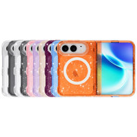 Étui magnétique fin et pliable pour iPhone Duo Star Bling Glitter TPU PC transparent, compatible avec la charge sans fil