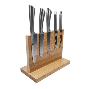 Bloc à couteaux magnétique puissant en bambou WDF, support universel double face pour couteaux, organisateur de cuisine pour rangement professionnel - Product Image 2