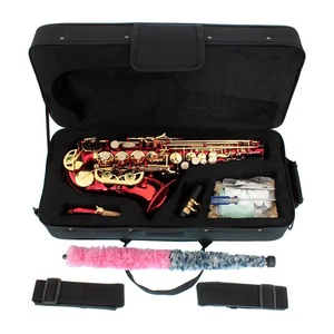 SEASOUND OEM <span class=keywords><strong>Saxofón</strong></span> Soprano Curvo Rojo de Alta Calidad y Bajo <span class=keywords><strong>Precio</strong></span>, Tono BB, Llaves Doradas, Estuche Plegable Impermeable JYSS100DRDL - Product Image 6
