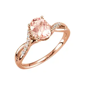 13 tahun pengalaman 925 perak alami cincin Morganite berkilau mode wanita cincin perhiasan pernikahan