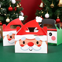 Neues Design Bäckerei-Box Rot Individuell Grüne Snack- und Dessertbox Weihnachtlich Gemusterte Geschenkbox für Gäste mit Griff