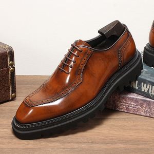 Zapatos Oxford Formales de Negocios de Cuero Genuino Brillante de Lujo, Personalizados con Logotipo, Transpirables y Antideslizantes para Hombre - Product Image 1