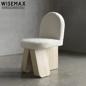 WISEMAX FURNITURE Modern lounge furniture wooden triangle base boucle fabric arch backrest leisure chair for living room
