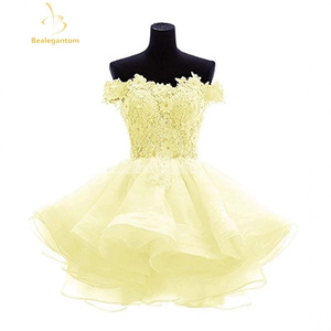 Bealegantom Purple Off Shoulder Tulle Bridesmaid Dress A Line Floral <b>Lace</b> Short Evening Gown For Women - Product Image 4