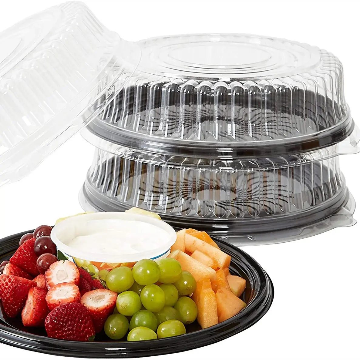 Оптовая 16-дюймовая прозрачная пластиковая крышка с куполом Круглый лоток для общественного питания с крышками Круглая пластиковая коробка для торта