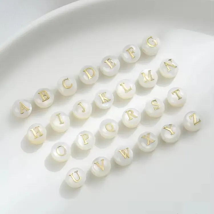 Pulseira de contas de alfabeto 6mm 26 letras, contas de concha para fazer joias DIY artesanais