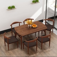 Ensemble table et chaises de salle à manger en bois moderne pour petits appartements - Table rectangulaire confortable et durable, ensemble de 4/6 pièces