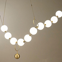 Lustre suspendu en verre de style nordique, lustres suspendus, luminaire suspendu Art Déco avec boules de verre, lampe de design nordique