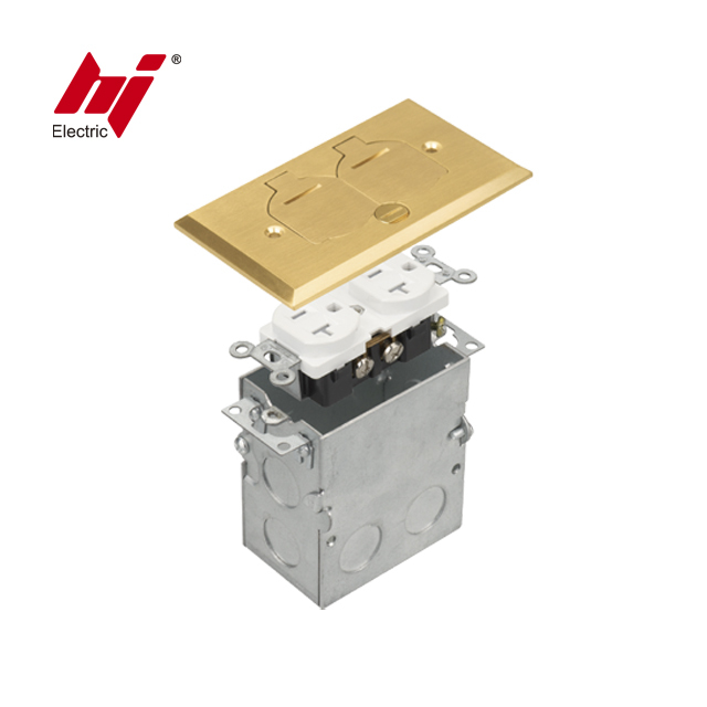 One Gang Residential Flip Lid Brass Floor Box Socket and Junction Box Components