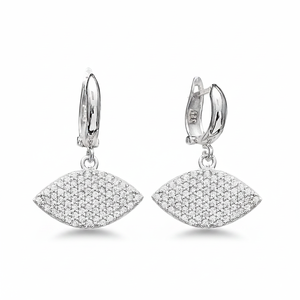 CZ Stone <b>Dangle</b> Clip on <b>Earrings</b> Turkish Wholesale 925 Sterling Silver Fine Jewelry for Women - Product Image 2