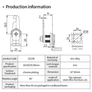 Keyless Hợp kim kẽm ngực của ngăn kéo ổ khóa ổ khóa lưu trữ đồ nội thất cam ổ khóa tài liệu Locker cam ổ khóa - Product Image 3