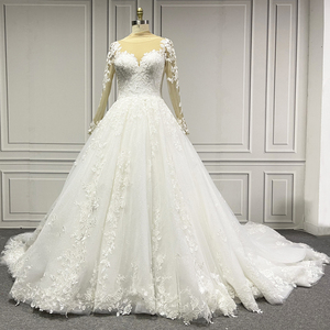 Robe de bal de luxe blanche, robe de mariée russe, manches longues, Alibaba, robes de mariée en dentelle, 20223 - Product Image 2