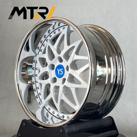 جنوط MTRI بيضاء بتصميم شبكي كروم خفيف الوزن مقاس 18 بوصة، عجلات 5x112 و5x114.3، مصنوعة من قطعتين، مقاس مخصص