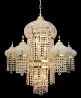 Nouvelle église arabe allumant la lumière en cristal plaquée d'or pour l'éclairage de lustre de mosquée