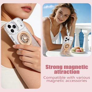 Nouvelle coque de téléphone transparente incrustée de diamants avec support gyroscopique rotatif à 360° pour iPhone 17 Pro Max 16 15 14 13 - Product Image 3