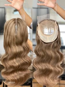 2025 cheveux timides en gros 5*5 dentelle avant + 8*8 Topper cheveux humains Topper perruque 5.0 noeud unique sans colle pour les femmes - Product Image 5