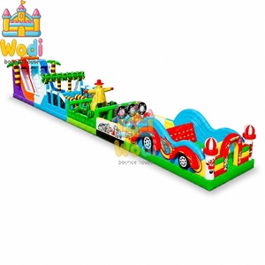 Parcours d'obstacles gonflable en tissu premium et toboggan commercial gonflable vertical double piste - Product Image 4